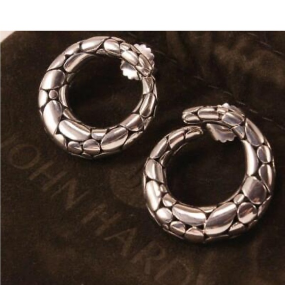 John Hardy Cali Pebble Bypass Hoop 924 Sterling silver Earrings - Picture 3 of 7